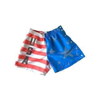 Chubbies Rip A Way Merica’s Stars Stripes Shorts L Red White Blue Side Snaps